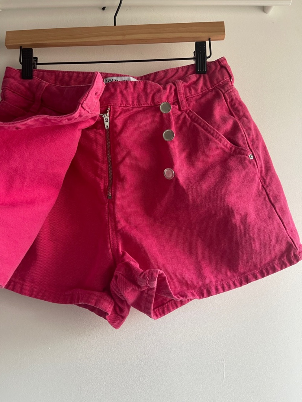 Zara Pink Cotton Wrap Front Skort Skirt Shorts Size M Barbiecore Y2K Asymetrical - Picture 7 of 11